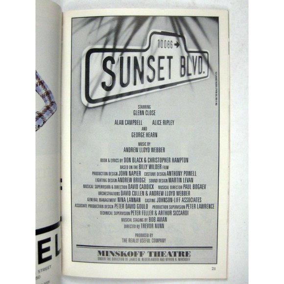 Sunset Playbill February 1995 Minskoff Theatre Glenn Close Campbell Alice Ripley - Picture 4 of 8